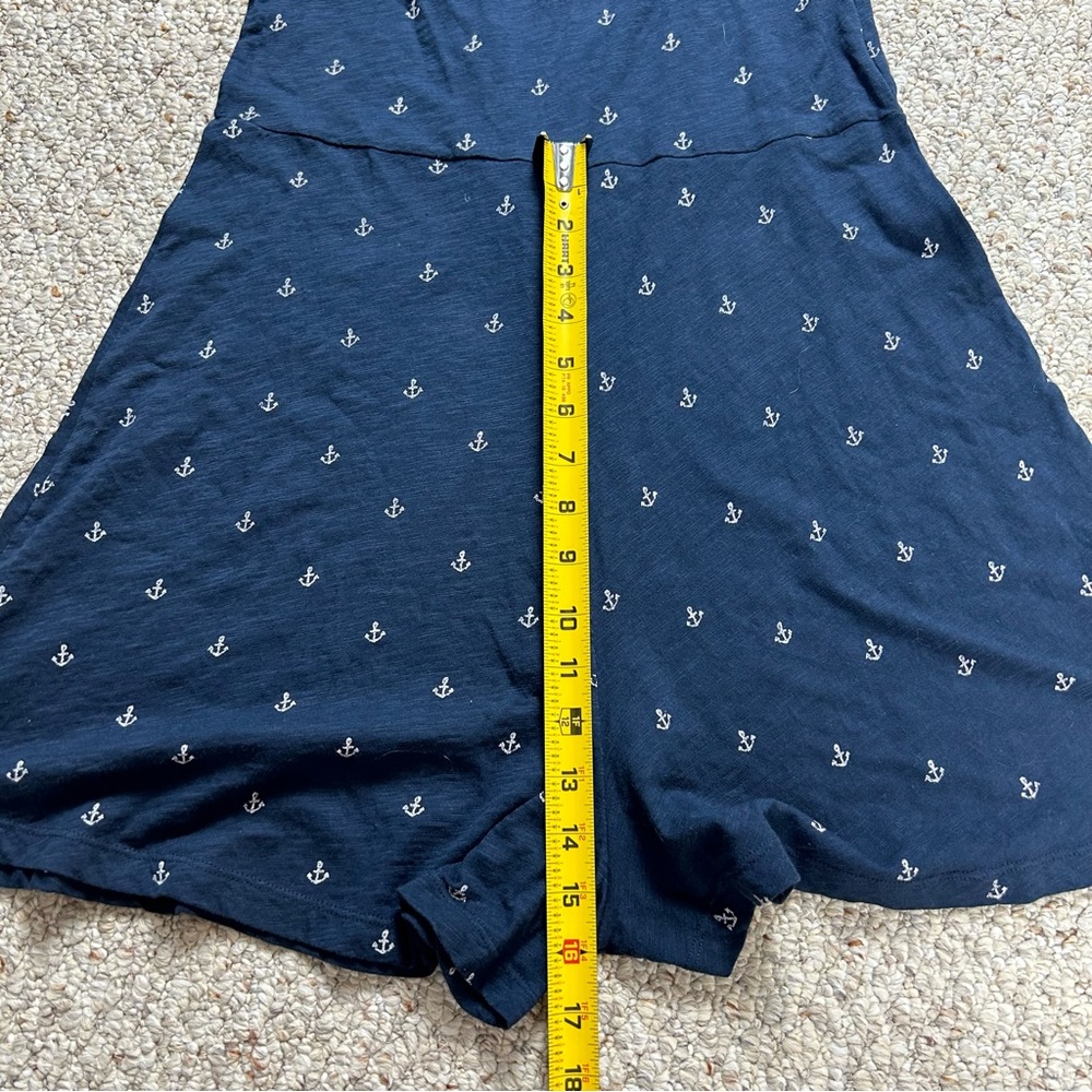Roxy Romper Navy Blue Anchor Print Sleeveless Criss Cross Back Size Medium - Picture 10 of 13